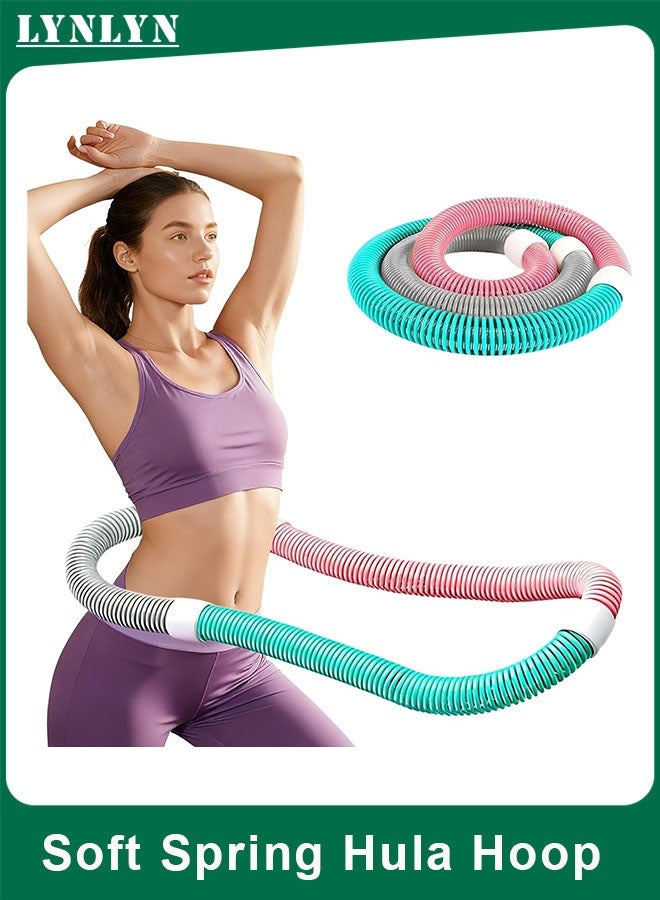 LYNLYN Soft Spring Hula Hoop for Adults, Foldable Silent Fitness Hoop with Safety Rope, Waist-Friendly PVC Design for Core Training, Weight Loss and Home Workout - Image 1